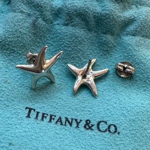 Authentic Tiffany and Co. sterling silver starfish earrings.